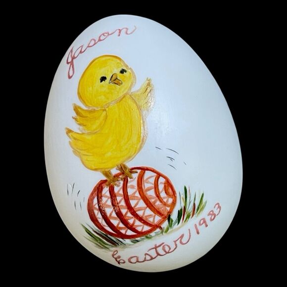 Vtg 1983 Ceramic Hand Painted “JASON” Easter Egg w/Chick & Easter Signed Boström - Picture 3 of 6